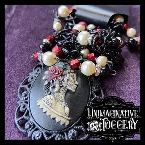 Sugar skull lady cameo necklace